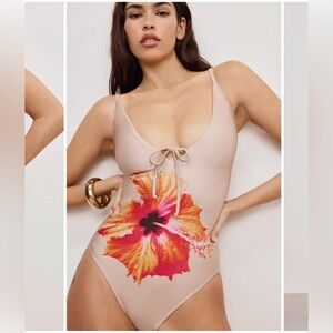 Good American Beige Floral Bikini